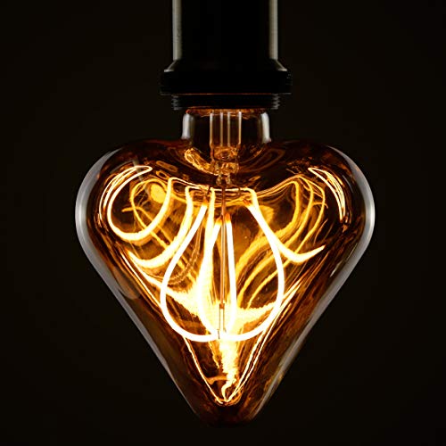 GBLY - Bombilla LED Retro Edison de 3 W, lámpara incandescente vintage E27 decorativa en forma de corazón. Lámpara de estilo antiguo en blanco cálido y dorado. Ideal para el hogar, No regulable