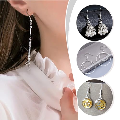 Miniatura 5 de Toaob 100 Piezas Ganchos Para Pendientes 304 Acero Inoxidable 18 Mm Plateado Gancho Para Pendientes Tipo Anzuelo Con Bola De Resorte Para Pendientes Utilizado Para Hacer Aretes Joyería