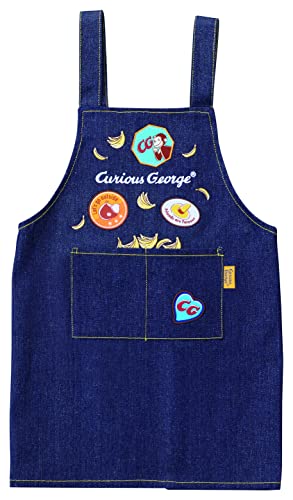 丸眞 H型 エプロン 子供用 おさるのジョージ ワッペンジョージエプロン 約H63×W38cm 薄手 保育園 保育士 幼稚園 4765019400