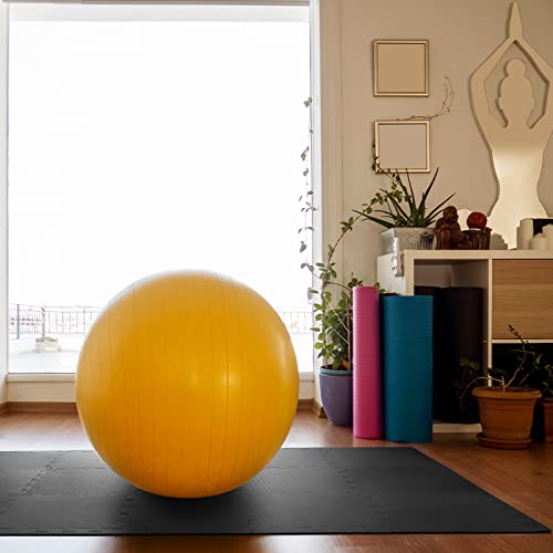 ALPIDEX 1,95 m² Bodenschutzmatte 21 Stück 30x30x1 cm Schutzmatten Set Sportmatte Gymnastikmatte Sportgeräte Matte Fitnessmatte Turnmatte Unterlegmatte Bodenmatte Trainingsmatte Gummimatte, Black