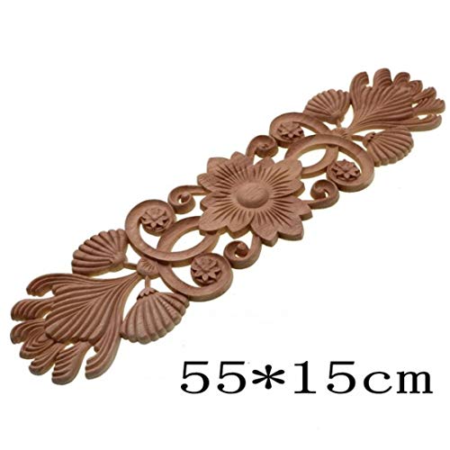 T-Misenosy Nuevos Apliques Madera Natural tallados en Flores para Muebles gabinetes molduras Madera sin Pintar calcomanía figurita Decorativa A