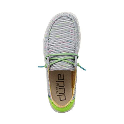 Image of HEYDUDE Women's Wendy Sox Glow Blu Size 7 | Women's Shoes | Women's Lace Up Loafers | Comfortable & Light-Weight