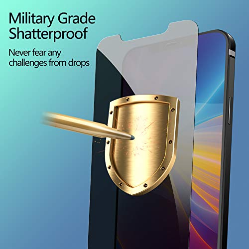 Image of (2 Pack Privacy Screen Protector for iPhone 12 Pro Max, Anti Spy Tempered Glass Screen Protector, Touch Sensitive, Bubble-Free, Case Friendly, with Easy Installation Tray