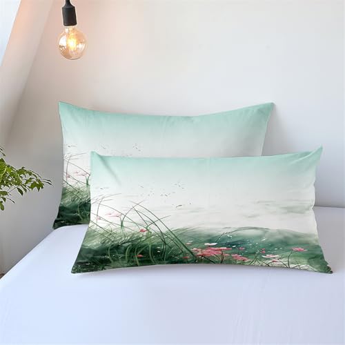 Funda nórdica de cama 135x200 de microfibra verde con dos fundas de almohada 3