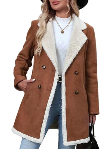 Stile: Cappotto casual a vestibilità sciolta, caldo e voluminoso, lungo, da lavoro, per l'autunno e l'inverno, con fodera in pile, in pelle scamosciata sintetica, giacca a vento con risvolto