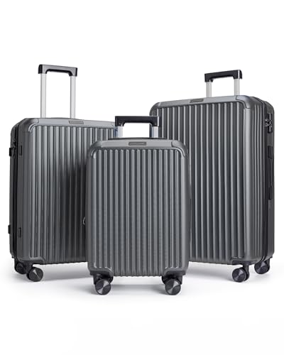LIGHT-FLIGHT-Luggage-Sets-Durable-Hard-Shell-3-Piece-Set-Suitcase-with-Spinner-Wheels-Hardside-Lightweight-Luggage-set-with-TSA-Lock-Large-Travel-Luggage-Set-20-24-28-Glacier-Gray LIGHT FLIGHT Luggage Sets, Durable Hard Shell 3 Piece Set Suitcase with Spinner Wheels, Hardside Lightweight Luggage set with TSA Lock, Large Travel Luggage Set (20" 24" 28"), Glacier Gray - Image 1