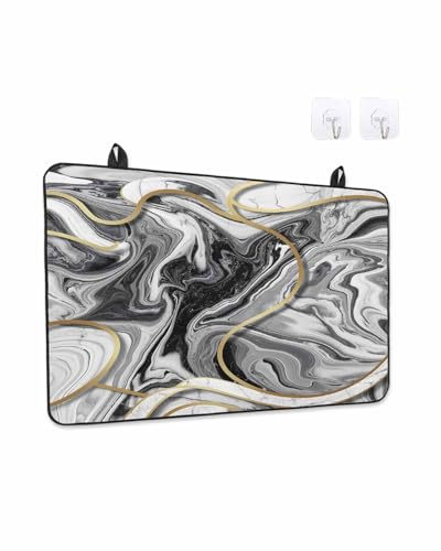 Stove Top Covers for Electric Stove, Grey Marble Kitchen Glass