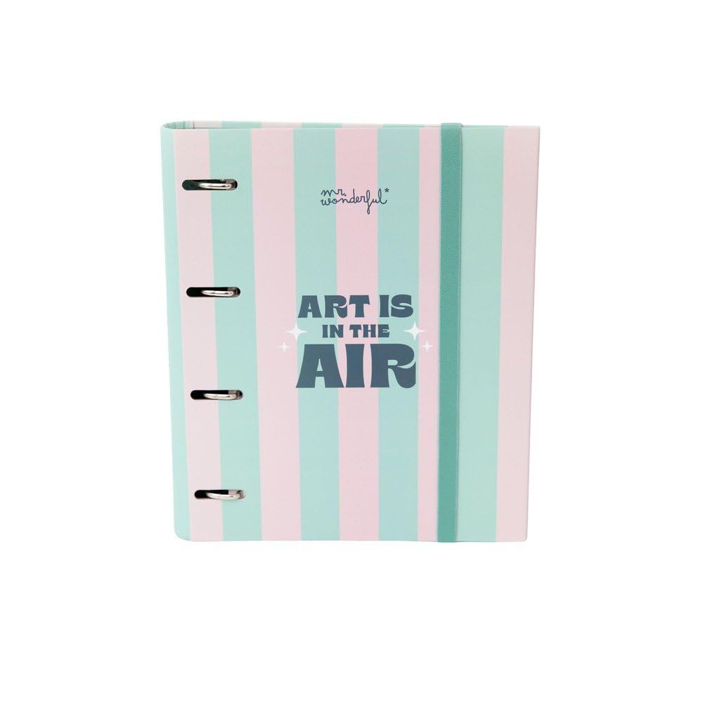 Mr. Wonderful - Folder with Rings and Sheets - Art is in The air - Folder with 4 Rings - Includes Refill of Sheets - 120 Sheets