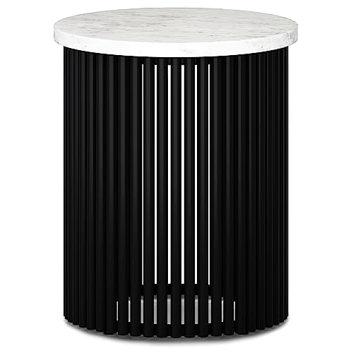 SimpliHome Demy Metal Accent Side Table with Marble Top