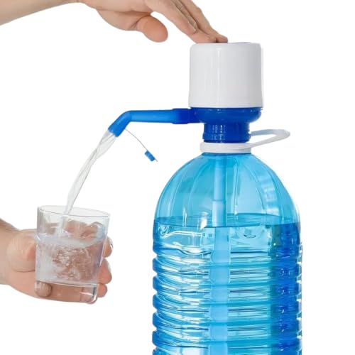 Manuelle Wasserspender-Pumpe für XL-Wasserbehälter | BPA-frei, Blau/Weiß | Passend für 2,5–10 L Flaschen | Ideal für Zuhause, Camping, Büro & Outdoor-Küche | Einfache Bedienung & Tropfschutz