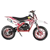 reukmuuc 49cc Dirt Bike for Kids, Gas Power Motorbike Pit Bike, Mini Off Road Motocross Trail Bike with Dual Disc Brakes, Pocket Rocket Mini Bike with 30KMH Racing Speed Red