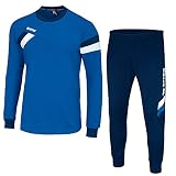 FORWARD Trainingskombination (Zweiteiler) von Erreà · SET aus Pullover und Hose · KINDER Jungen Mädchen Trainingspullover (langarm) und Trainingshose (lang) · Regular-Fit Trainingsanzug aus elastischem Material für Schulsport, Individualsport & Teamsport (blau-marineblau-weiß, XXS)