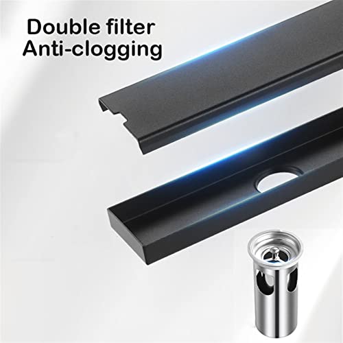Caniveau de douche invisible noir SUS304 pour éliminer les odeurs - 4