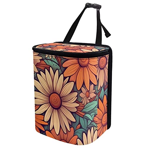 Image of DISNIMO Abstract Groovy Flower Car Trash Can Easy-to-Install Car Accessory Interior, Leak-Proof Car Garbage Can Bin Organizer Storage Bag for The Back Seat of Any Cars, Sedans, SUVs & Trucks