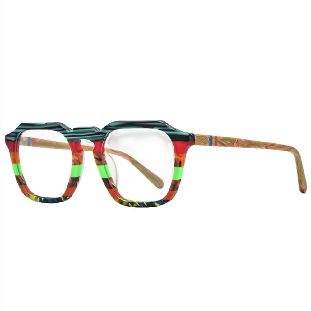 MUTYNE Montura de gafas de acetato mate para hombre, anteojos cuadrados Retro coloridos para mujer, gafas