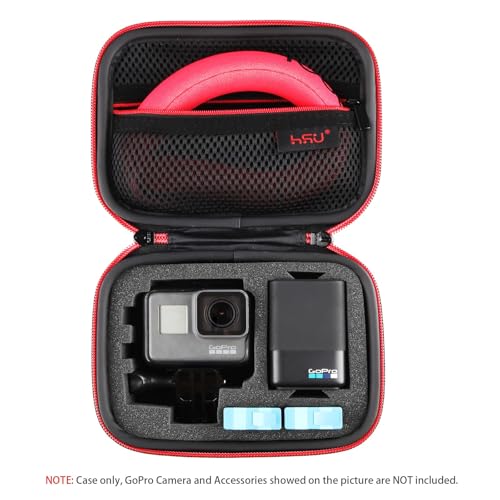 Image of HSU Small Case for GoPro Hero 13 /12 /11 /10 /9 /8 /7 /6 /5 Black, Carrying Case for Action Cameras and GoPro Accessories (Red)