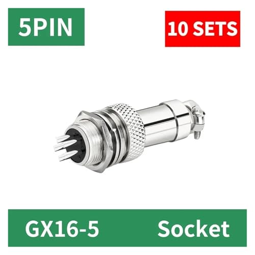 Conectores GX16 de 5 pines macho hembra para chasis y cable 10 sets 2