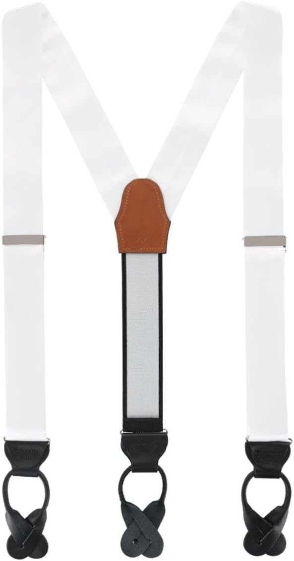 Trafalgar Men's Dutton Solid Color Silk Button End Braces (Suspenders)