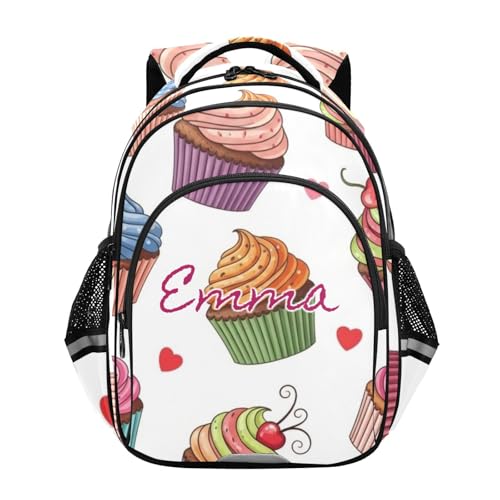 Sac à dos personnalisé enfants motif cupcakes blanc 17 pouces pour l'école
