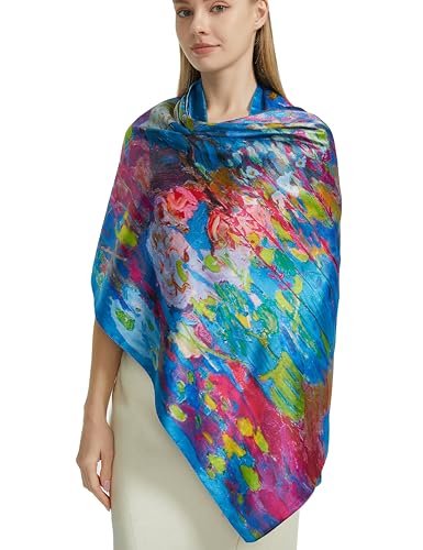 PANTONIGHT Scarfs for Women Fashion Long Floral Scarf Lightweight Silk Feeling Head Scarf Printing Shawls Double Sides3