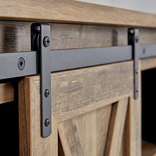 Amerlife Tv Stand Sliding Barn Door Farmhouse Wood Entertainment Center, Storage Cabinet Table Living Room With Adjustable Shelves For Tvs Up To 65", Reclaimed Barnwood #TOP4