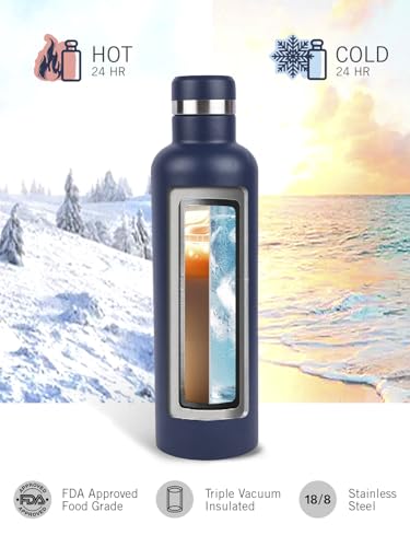 Image of NAUTICA Premium Leak-Proof Insulated Water Bottle - 1pc (Yacht)| 750ml | Stainless Steel Flask with 24 Hours Temperature Retention | Ideal for Travel, Gym, Office Use Oreo Big Solid-denimblue