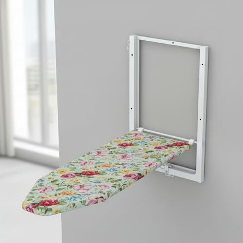 Image of CIPLA PLAST Wall Mount Ironing Table /Board | Space-Saving & Foldable Mechanism | Wooden Surface | DIY Assembly | Easy-Release Lever, Removable Cotton Cover & Mounting Hardware | 85X34 CMS