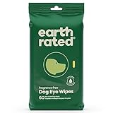Earth Rated Dog Eye Wipes, Hypoallergenic Plant Based Eye Wipes for Dogs to Remove and Reduce Tear Stains & Eye Discharge, Fragrance Free, 60 Count
