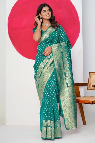 Image of Subham Saree for Woman Silk Cotton Kanjivaram | Soft Daily Wear Golden Zari Sari with Jacquard Blouse Piece
