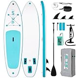 FunWater 10'6'' Inflatable Stand Up Paddle Board — Adult Paddleboards with Paddle, Backpack, 3 Fins, Pump, and Leash Suitable for Beginners