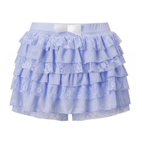 Image of NUFIWI Women Lolita Bloomers Ruffle Shorts Lace Cute Pumpkin Pants Sexy Boyshorts Layered Y2k Mini Shorts Pettipants
