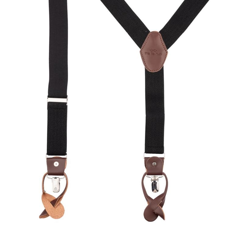 Image of The Tie Hub Button Suspenders for Men | Gentry Button-On Y-Back Elastic Braces | Adjustable 1.25 Inch | Formal Wedding