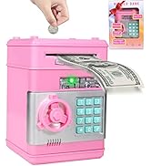 Piggy Bank for Kids Girls,Coin Bank with Safe Password,Electronic Mini ATM Coin Bank with Auto Sc...