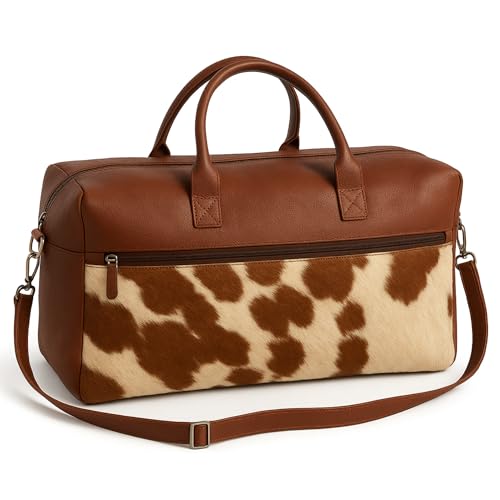 Cowhide Leather Duffel Bag for Men – Gym, Sports, Travel & Weekender Bag with Shoe Compartment, Carry-On Size, Durable Overnight Bag for Men