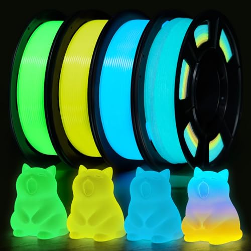 Image of RepRapper 4 x 250g Glow Colors Pack, Glow in the Dark PLA Filament 1.75mm (+- 0.03mm) for 3D Printer, 4x250g Spools - Green, Blue, Yellow, Rainbow