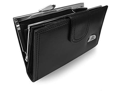 Quenchy London Portefeuille en Cuir Véritable Femme avec Porte-Monnaie, Blocage RFID, Fermoir en Métal et Bouton, 8 Espaces Cartes Crédit, Porte-Cartes,...