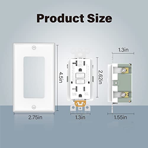 Omeenet 20 Amp Gfci Outlet, Tamper Resistant, Weather Resistant, Self Test Gfi Receptacle, 20A Ground Fault Circuit Interrupter Outlet For Indoor Or Outdoor Use, Ul Listed, White(10 Pack) #TOP5