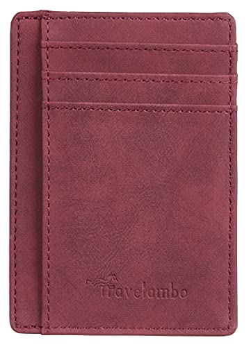 Image of Travelambo Slim Wallet Front Pocket Minimalist Leather RFID Blocking Medium Size