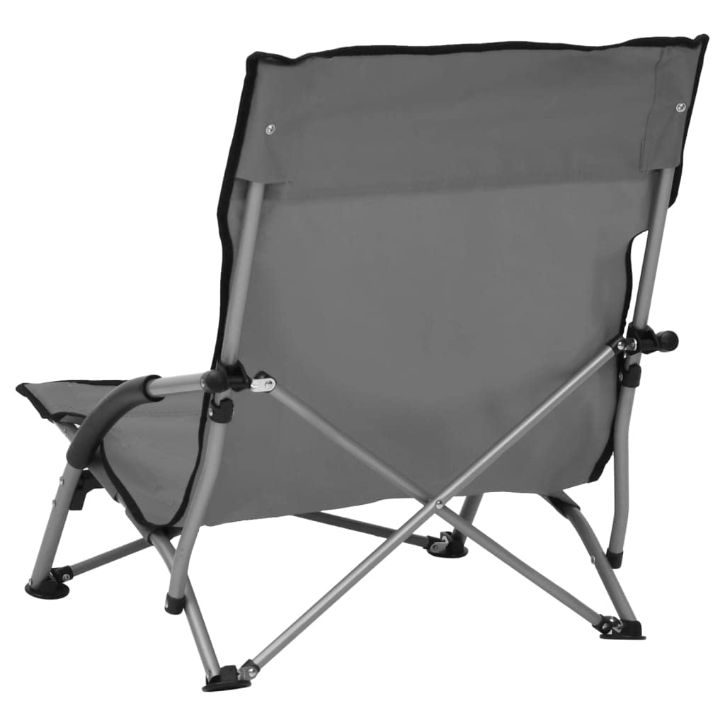 Klappbare Strandstühle 2 STK. Grau Oxford-Stoff, Campingstühle leicht klappbar für Strand, Stabiler Stahlrahmen, bis 110 kg belastbar