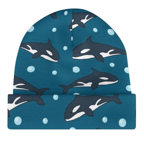 Whale Animal Pattern Kids Beanie Hat for for Girls Boys Children Cap Winter Knitted Chemo Cancer Headwear Accessories Gifts Decoration Black4
