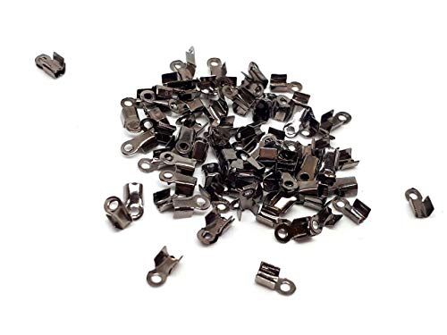 LOT DE 100 EMBOUTS CACHE NOEUDS A ECRASER METAL ARGENTE FONCE 3 x 6 mm - CREATION PERLES