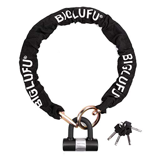 Bike Chain Lock, BIGLUFU 100cm Long Heavy Duty Motorcycle Lock with 4Keys 16mm U Lock, Anti-Theft High Security Bicycle Lock Padlock for Bike Bicycle, Motorcycle, Scooter, Door, Gate, Fence - Image 4