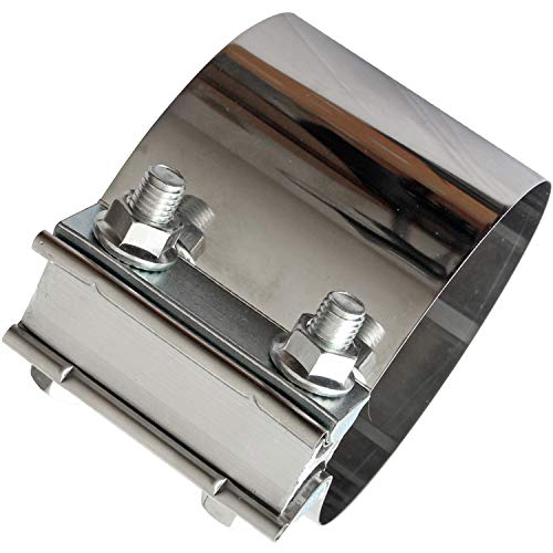 Image of 2PCS Exhaust Clamps 4 Inch Butt Joint Exhaust Pipe Muffler Clamp Band Stainless Steel Exhaust Pipes Connection for Cars