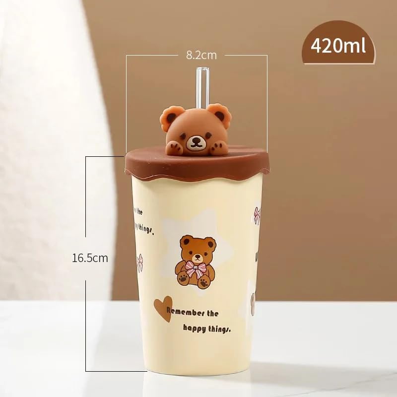 Image of Coffee Mug, Gift for Woman, Birthday Present for Girlfriend, Present for Wife Birthday, Mugs for Present, Holi Gifts, Panda Mug with Lid & Spoon Mug For Kids(Teddy' Ceramic Tumbler)