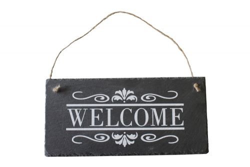 Natursteinzentrum Rhein Main Schiefer Türschild Welcome 25 x 12 cm mit Kordel Cover