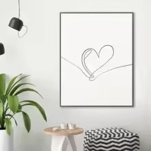 Décoration murale salon affiche minimaliste cœur avec cadre inclus