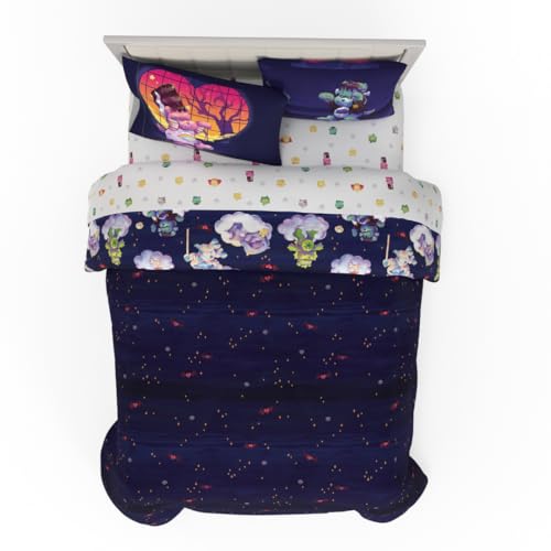 Image of Care Bears x Universal Monsters Halloween Bedding 7 Piece Super Soft Cozy Reversible Comforter and Sheet Set with Sham, Full, (Officially Licensed Product) By Franco