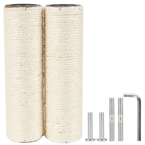 ECCIBOUN 7.4cm 2.91in Diameter Cat Tree Scratching Post Replacement Sisal Pole Parts for Cat Tower (M8, 9.84in/25cm)