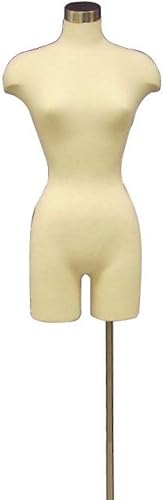 Miniatura 4 de Mujer adulta vestido blanco roto forma maniquí torso con base metálica cuadrada ajustable #F2WLG-05