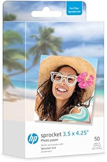 HP Sprocket 3.5 x 4.25 Zink Sticky-Backed Photo Paper (50 Pack) Compatible with HP Sprocket 3x4 Photo Printer